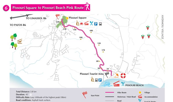 Pissouri Square to Beach pink