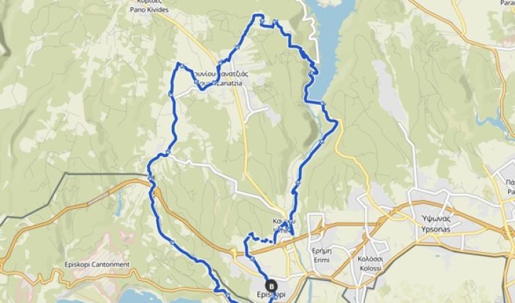 Route 1 - E-MTB  Episkopi - Kantou - Kourris - Souni - Sotira - Kourio - Episkopi