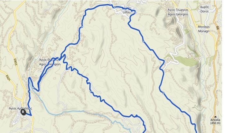 Route 4 - (Road)  Ayios Amvrosios - Ayios Therapon - Lofou - Kourris - Ayios Amvrosios