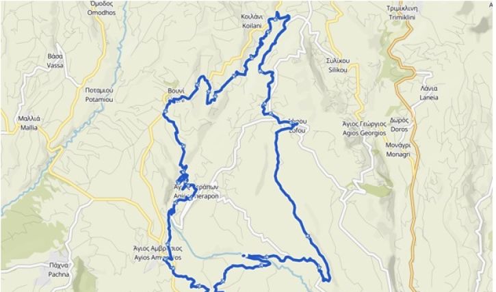 Route 8 - (MTB long)  Kivides - Lofou - Vouni - Ayios Therapon - Ayios Amvrosios - Kivides