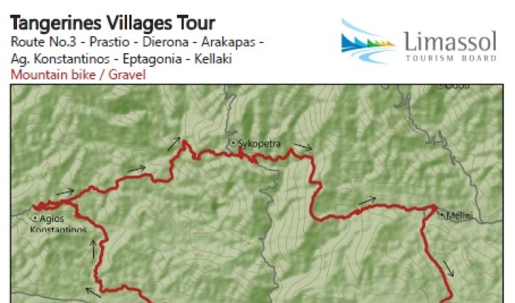 Tangerines Villages Tour Route No.3 - Prastio - Dierona - Arakapas - Ag. Konstantinos - Eptagonia - Kellaki Mountain bike / Gravel (48.5 Km)